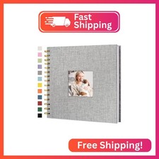 Hiwhy Scrapbook Photo Album Linen Cover, 8 x 8 Inch Hardcover Kraft White Pages