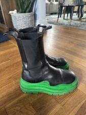 Bottega Veneta 630284 Military Calf Black Leather BV Green Black Tire Boot, 43