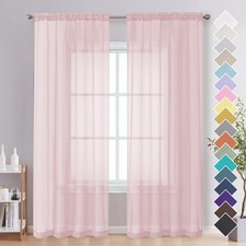 OVZME Blush Pink Sheer Curtains 84 Inches Long 42"W x 84"L Pack of 2 ,
