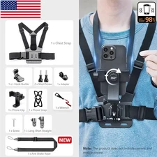 Chest Harness Body Strap Mount Accessories Adjustable for iPhone GoPro Android