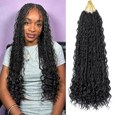 9 Packs 24 Inch Senegalese Twist Crochet Hair with Curly Ends Natural Black Isla