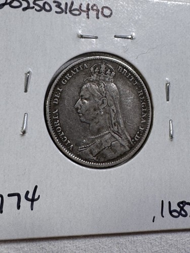 1890 Great Britain 1 Shilling Silver Coin - Afbeelding 6 van 8