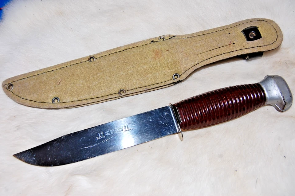 Cuchillo y funda de caza de 10,75" hoja fija OKAPI de colección RARO - Hecho en Alemania Foto 2 de 4