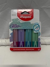 Maped Glitter Pastel Highlighters 4 Pack Chisel Tip 1-5mm Assorted Colors
