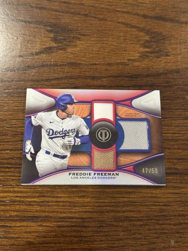 2025 Topps Tribute Freddie Freeman Triple Patch Relic Game Used Purple Foil /50