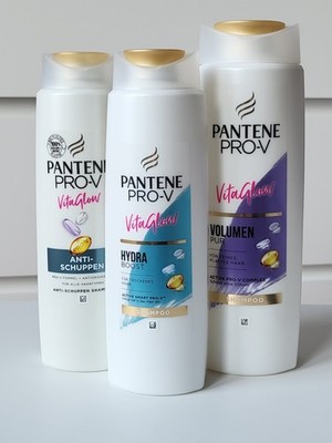 3x Pantene Pro V VitaGlow Shampoo - Anti-Schuppen, Hydra Boost, Volumen Pur
