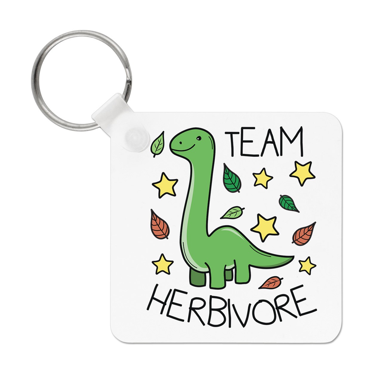 Team Herbivore Dinosaur Keyring Key Chain Vegan Vegetarian Joke Healthy