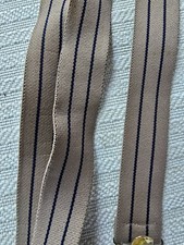 Men's Adjustable Suspenders: Tan w/Blue Pinstripe w/4 Clips - Preowned