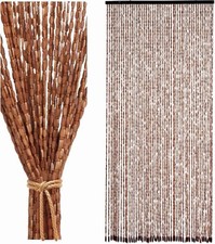 Ezcasch 90x200cm Bamboo Beaded Door Curtain - 52 Strands Brown Bead Curtain