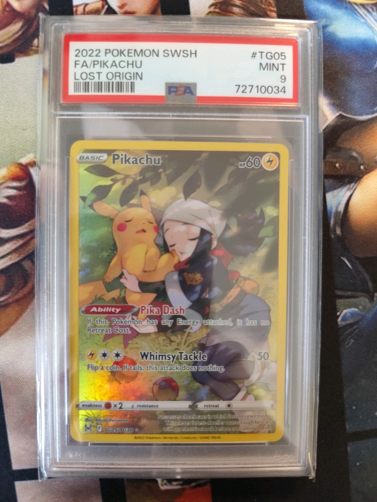 2022 POKEMON SWORD & SHIELD LOST ORIGIN #TG05 FULL ART/PIKACHU PSA 9