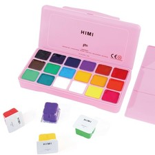 HIMI 18 Color Gouache Paint Set - Non-Toxic, Portable Jelly Cups for Artists
