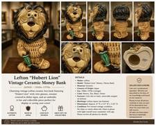 Lefton Hubert Lion Vintage Ceramic Money Bank Japan Penny Bank Figurine
