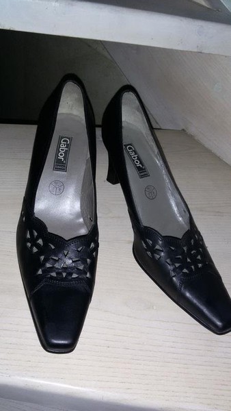 Women Gabor Heels Black Leather 40.5 #7SVZ