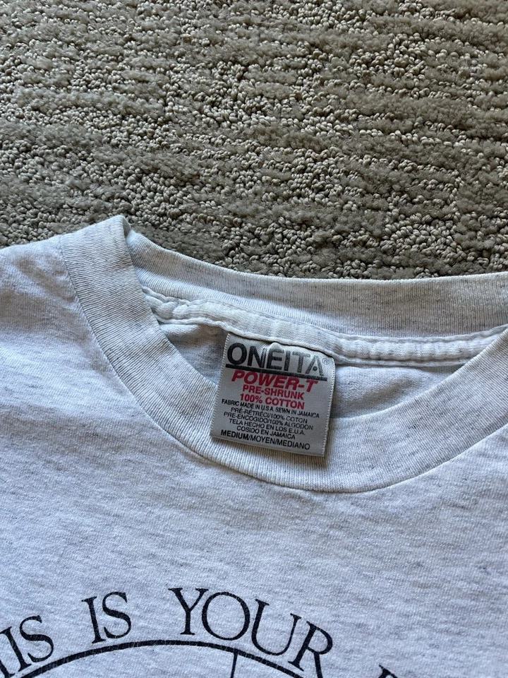 Camiseta mediana vintage años 90 This Is Your Brain On Hollow Points puntada única Foto 4 de 4