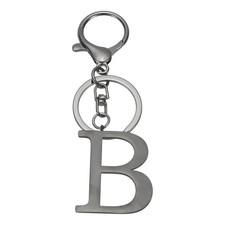 Initial Letter Keychain, Metal Alphabet Letter B Keyring, Black
