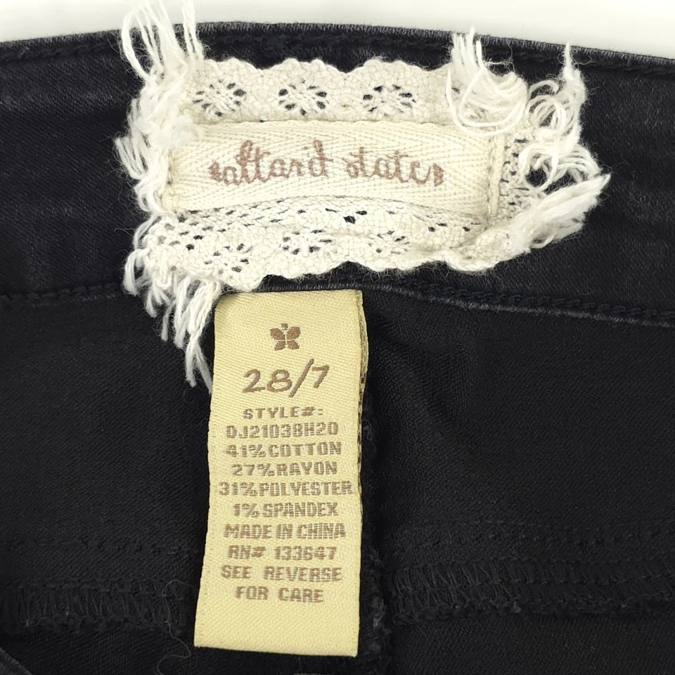 ALTAR'D STATE MUJER TALLA 28/7 JEANS AJUSTADOS NEGROS TIRO BAJO ELÁSTICO ACTO: 28X29 Foto 4 de 4