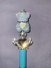 New Fancy Beaded Pen Blingy Bear  Heart Great Gift  Sky Blue