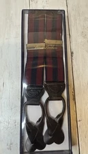 Brooks Brothers Suspenders Maroon And Blue Striped  New In Box