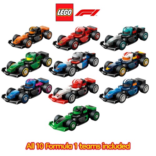 Lego Formula 1 CMF collectible Minifigures Set Of All 10 F1 Team Cars.