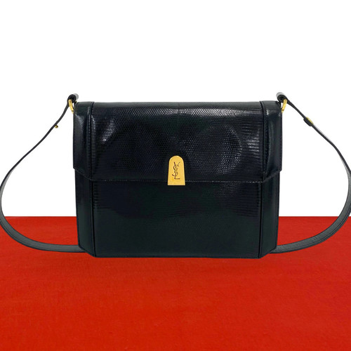 Yves Saint Laurent Shoulder Bag Leather Black Unisex #TVB3421