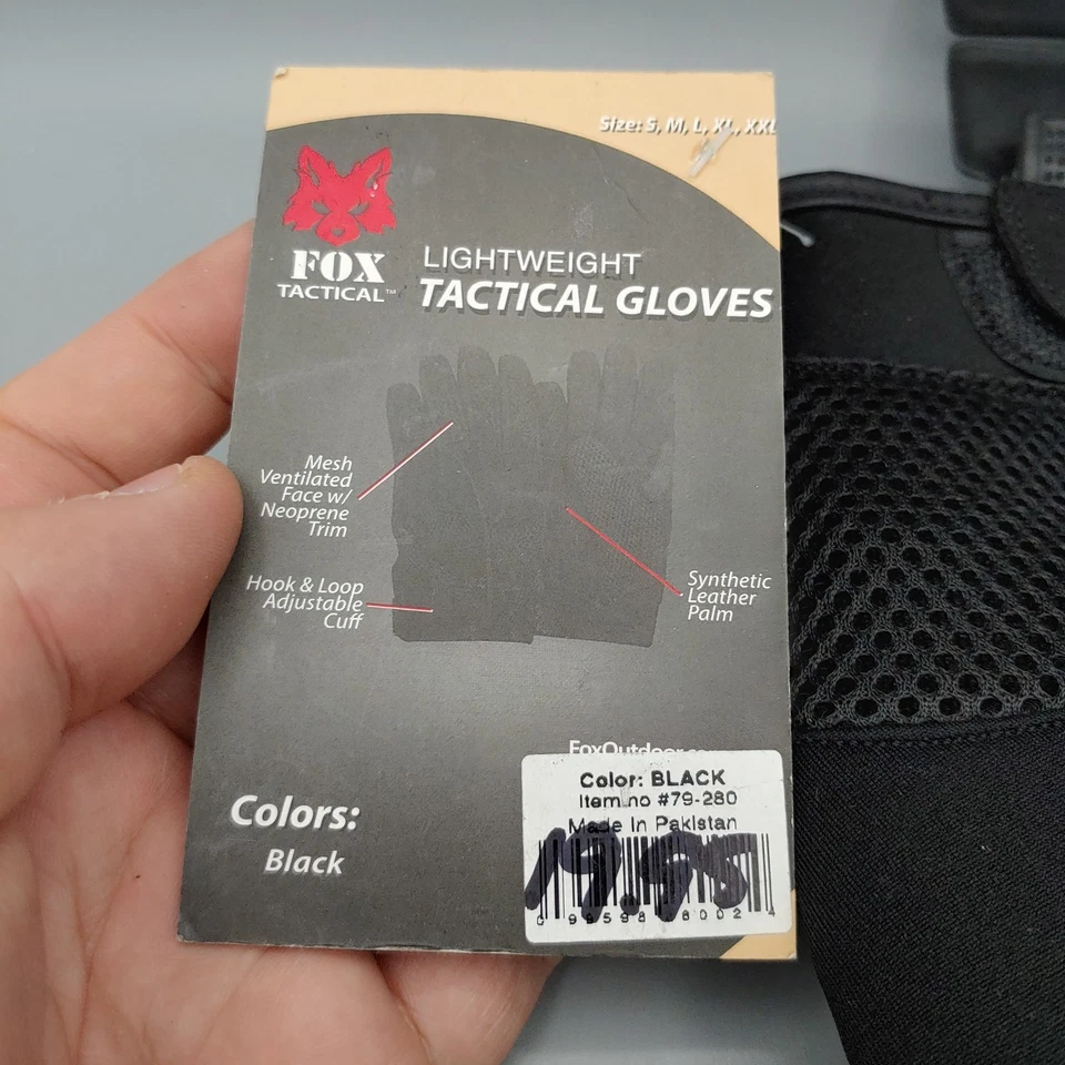 Fox Tactical Lightweight Gloves Size Medium Men Black Mesh Neoprene NWT - Image 2 of 4