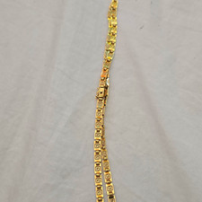 Gold Tone Greek Key Bar Link Chain Bracelet with Lobster Clasp