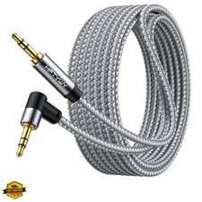 90-Degree Right Angle Aux Cord 4ft, 3.5mm Audio Cable Nylon Braided, Hi-Fi St...