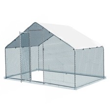 2x2m WALK IN CHICKEN RUN COOP LARGE OUTDOOR PEN METAL DUCK HEN POULTRY CAGE SHED