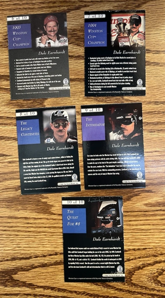 1996 Score Board Dale Earnhardt Sr. - Lot of 5 cards - Image 2 of 2