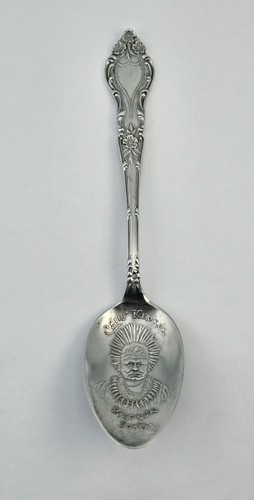 Cuchara de recuerdo vintage de plata esterlina Chief Keokuk Iowa adornada floral - 17 g