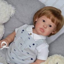 28" Painted Reborn Baby Doll Toddler Girl Hand-Rooted Short Hair Cloth Body Gift