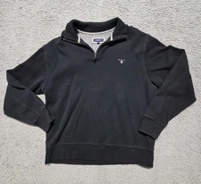 GANT Men's Quarter Zip Pullover Sweatshirt Navy USA Shield Logo Casual Size 2XL