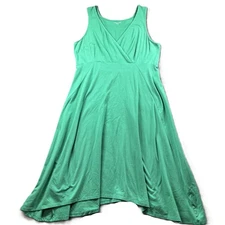 Eileen Fisher Midi Tank Swing Dress Organic Cotton Kelly Green Size Medium E156