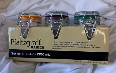 Pfaltzgraff Basics 8.4 Oz Food Storage Jars Set Of 3 Clear 250 ml capacity 
