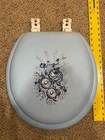 Blue Vinyl Cushioned Toilet Seat
