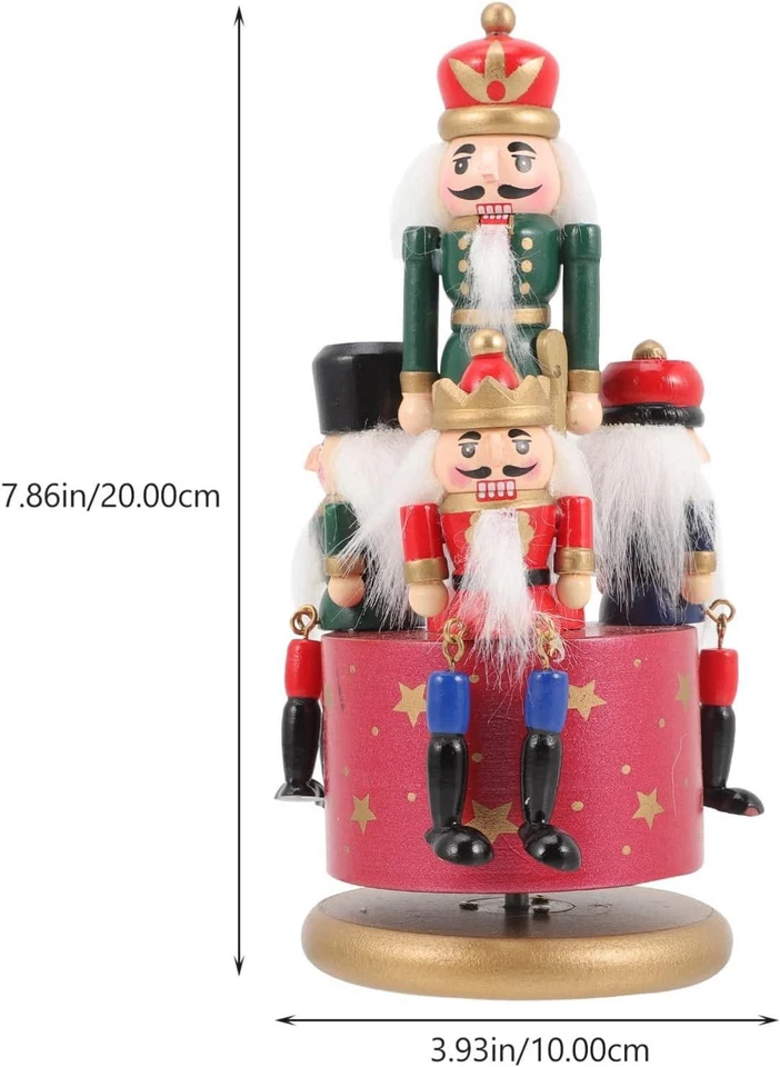 1 Wooden Nutcracker 20cm Music Box Clockwork Christmas Figurines Xmas Home Decor - Image 2 of 4