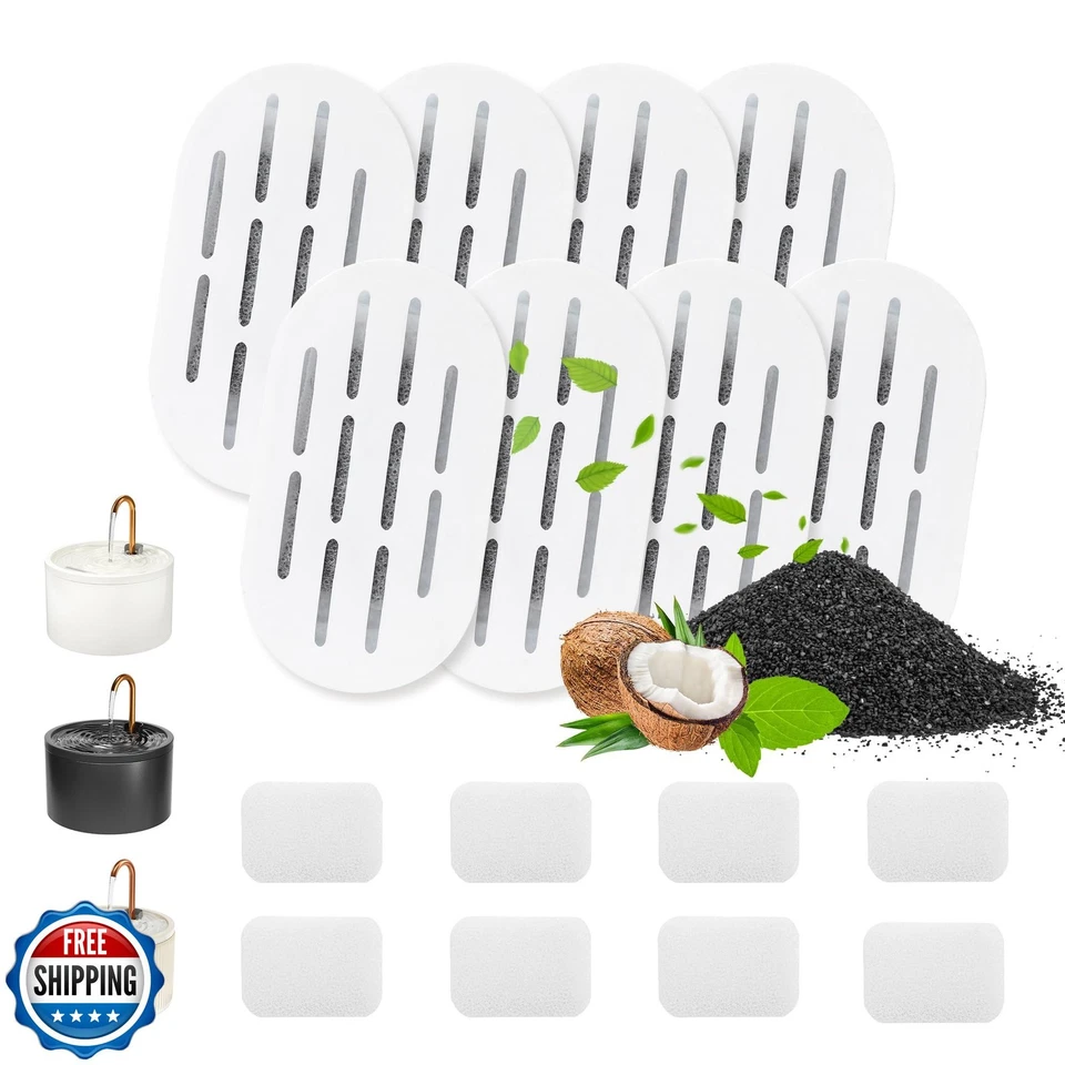 MISFANS Keramik Katzenbrunnenfilter, 8er Pack Ersatzfilter und 8 