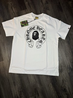 A Bathing Ape BAPE Men s White Cotton Graphic Logo Crew Neck T-Shirt Size M
