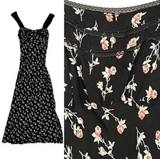 Vintage Betsey Johnson New York Floral Rose  Sheer Mesh Maxi Slip Dress XS