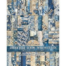 Ciao Bella Mixed Media Book URBAN BLUE DENIM A4 Maxi 50 Sheets Junk Journal