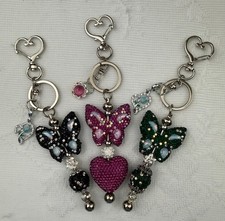 Hand made beaded key chain/Bag charm Bling. Butterfly. Gifts. Basket filler.
