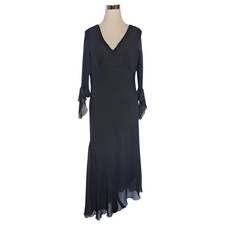 Jonathan Martin Studio SILK Halter Dress Asymmetric Hem Sz 14 Whimsigoth Witchy.