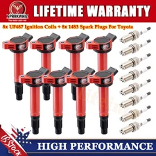 8pcs Ignition Coil + 8pcs Spark Plug KIT For Toyota Sequoia Land Cruiser V8 5.7L