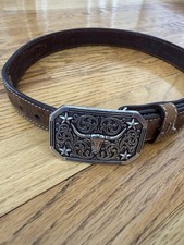 D120001202 Cintura 3D per Ragazzo con Fibbia Longhorn - Marrone Taglia 24