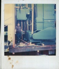 Old Vintage Photo COLOR POLAROID SOLO MAN INDUSTRIAL MACHINERY PHOTOGRAPH