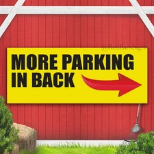 MORE PARKING IN BACK Arrow Entrance Welcome Exit Hangar Indoor Outdoor Banner