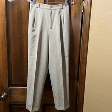 Vtg Fundamental Things Khaki Knit High Rise Tapered Trouser Petite Size 10P PUC