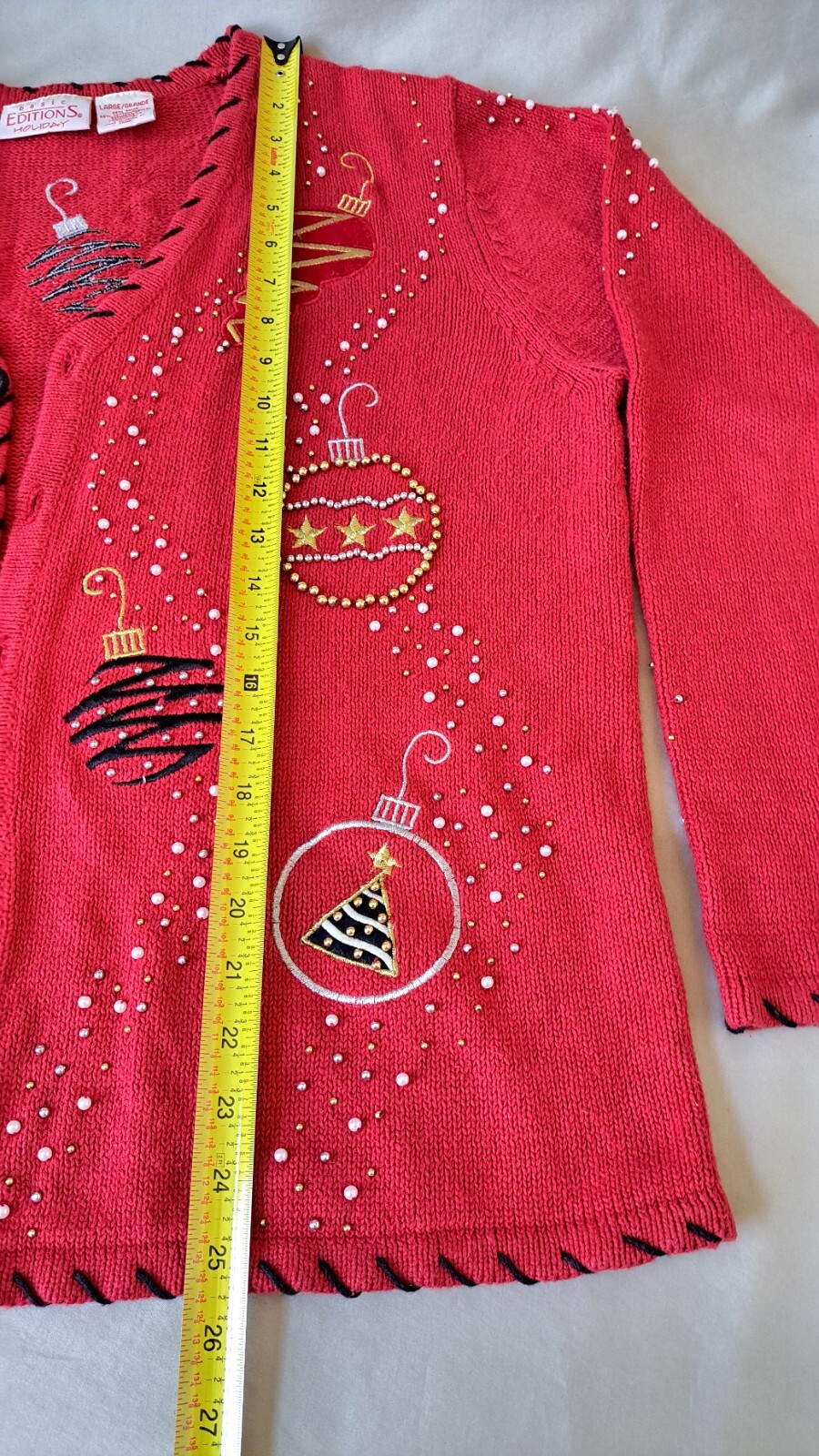 VTG Basic Editions Christmas Sweater Button Up Be… - image 4