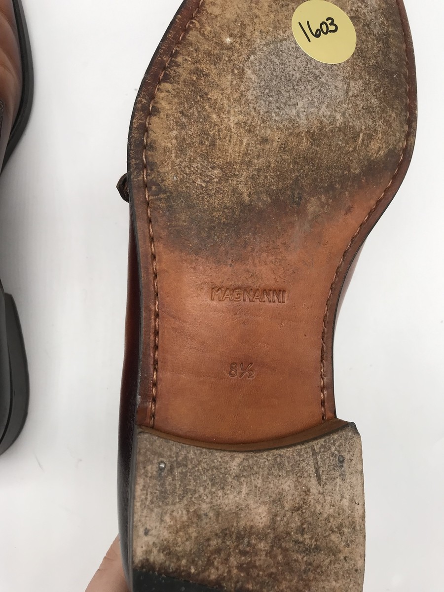 Magnanni for Neiman Marcus ombre brown leather monk dress  display picture 1