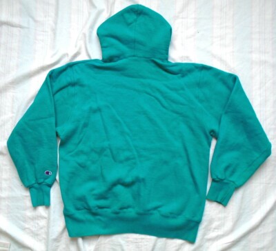 RARE Vintage 90s Champion Large Zip Hoodie Sweatshirt Turquoise